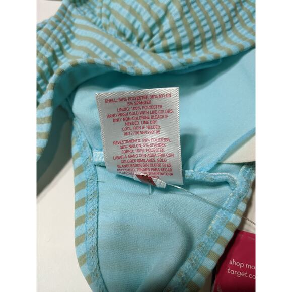 Xhilaration Bikini Top Tie front Loop Seersucker Blue Gray Stripes XS Swimsuit - Picture 10 of 11